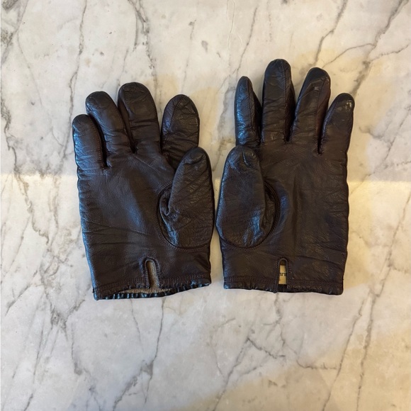 Vintage Christian Dior Brown Leather Driving Gloves, Cashmere Lined, XL - Picture 6 of 10